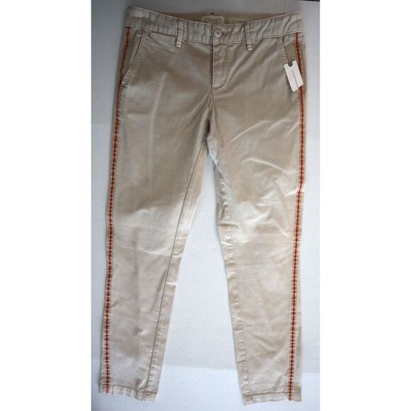 Chino x Anthropologie Women Sz 26 Khaki/Beige Stripe Relaxed Straight Leg Pants - Picture 1 of 11